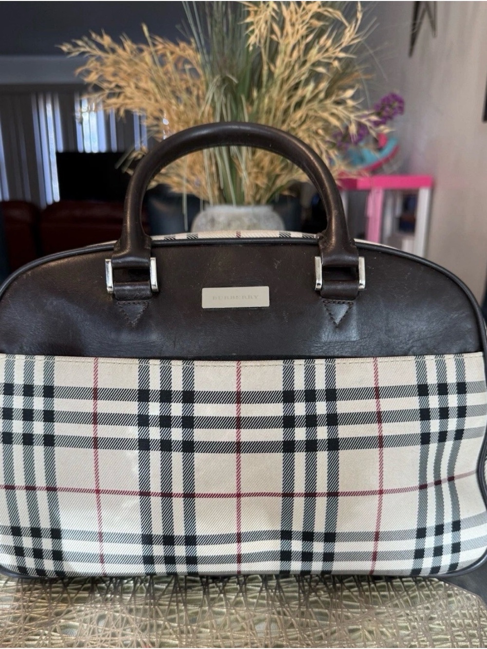 Burberry Boston Bag in Nova Check Canvas